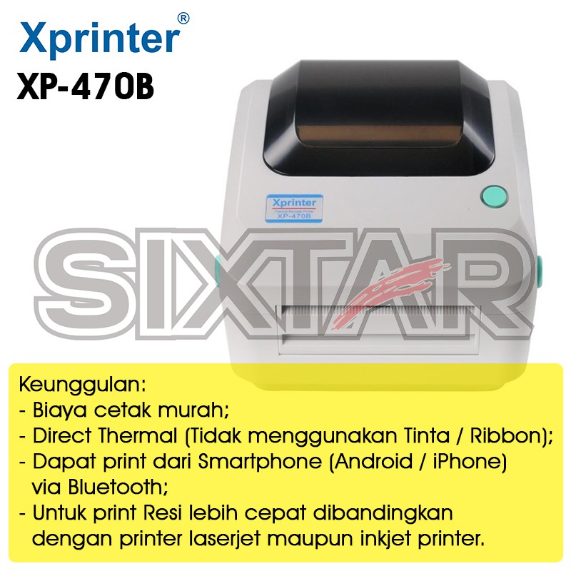 PRINTER BARCODE THERMAL - LABEL PRINTER XPRINTER XP-470B - USB + Bluetooth [110mm]