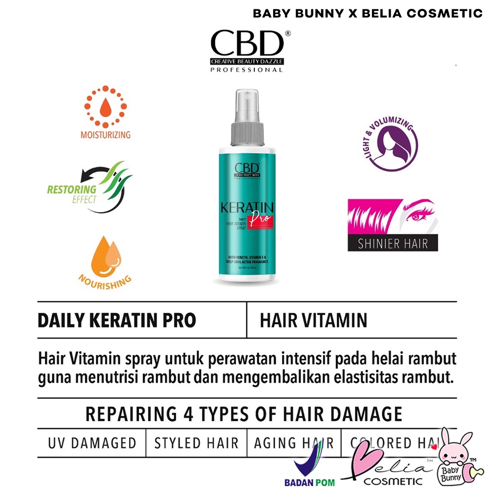 ❤ BELIA ❤ CBD Professional Series | Hair Treatment Keratin Pro | Color Shield | Smoothing Power | Shampo | Conditioner | Hair Mask | Hair Vitamin Spray | BPOM