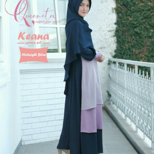 GAMIS SYAR'I KEANAT SET MIDNIGHT BLUE / GAMIS SYAR'I KEANA SET BY QUEENITA