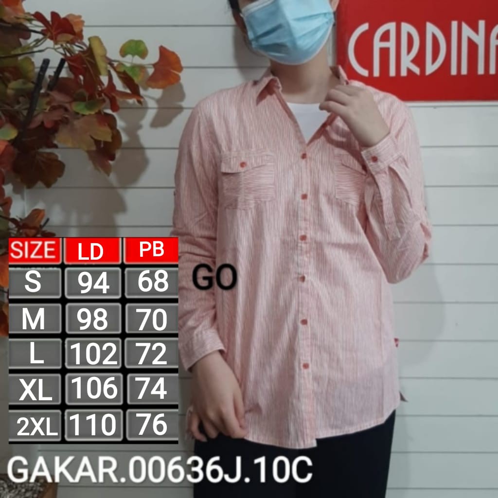 gof KMP XL-2XL CARDINAL GIRL KEMEJA Pakaian Wanita Atasan Kemeja Hem Casual Santai Original Lengan Panjang