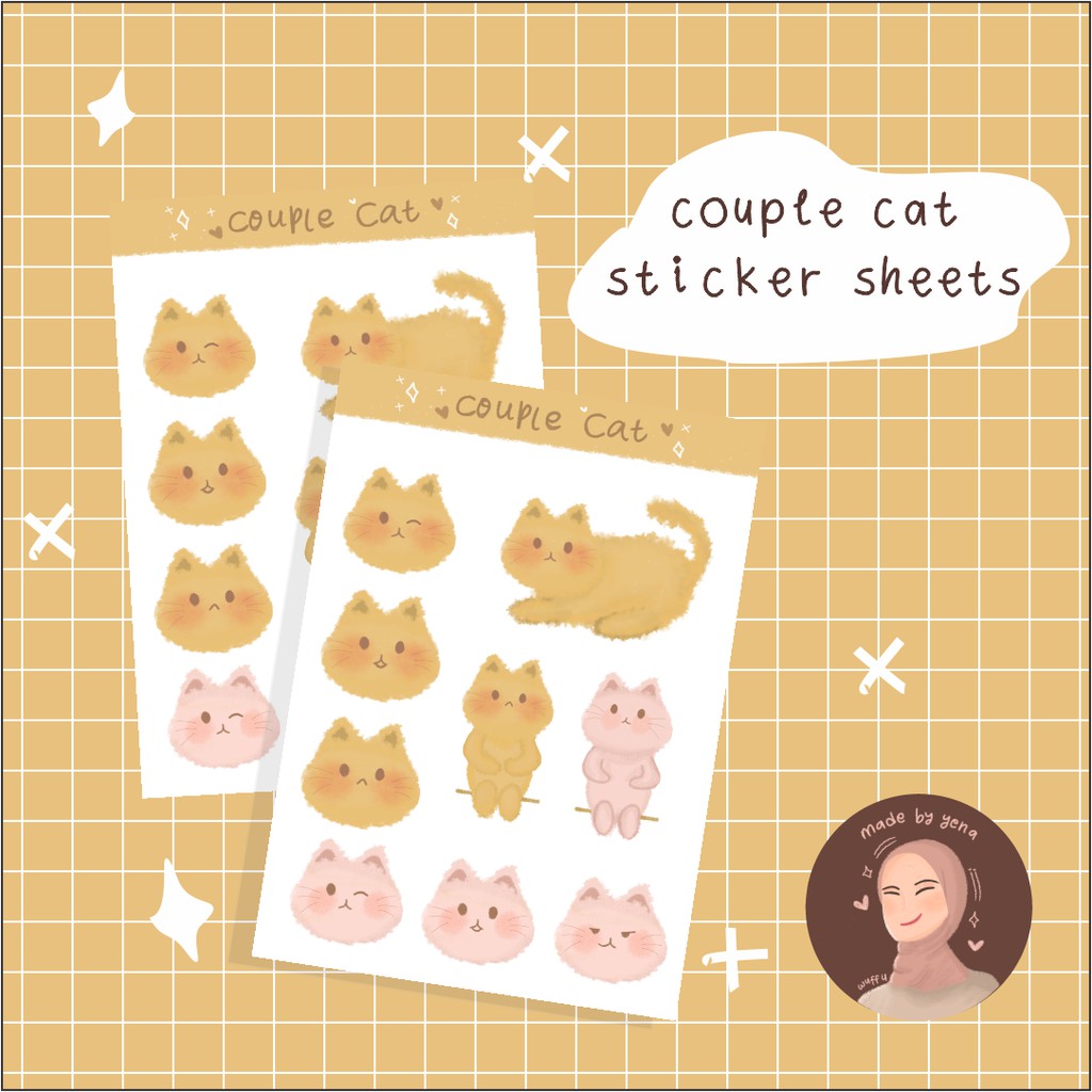 

couple cat/ sticker sheet A6 / aesthetic sticker /