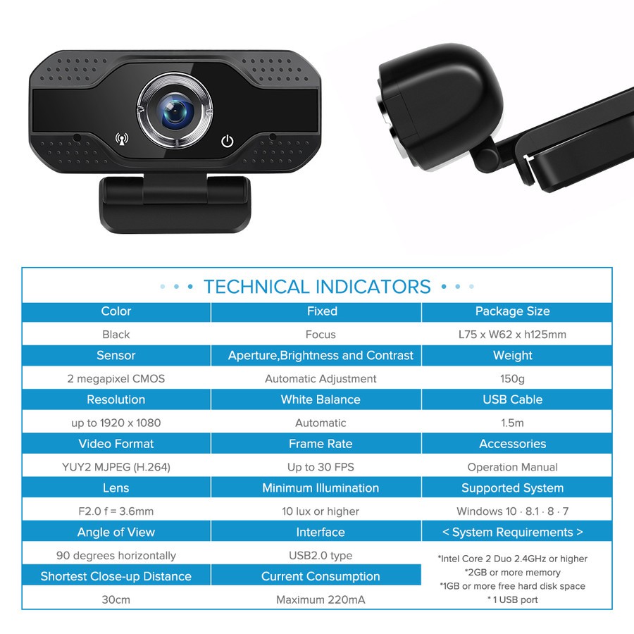 Webcam 1080P With Microphone Web cam FULL HD 1080 P 30fps