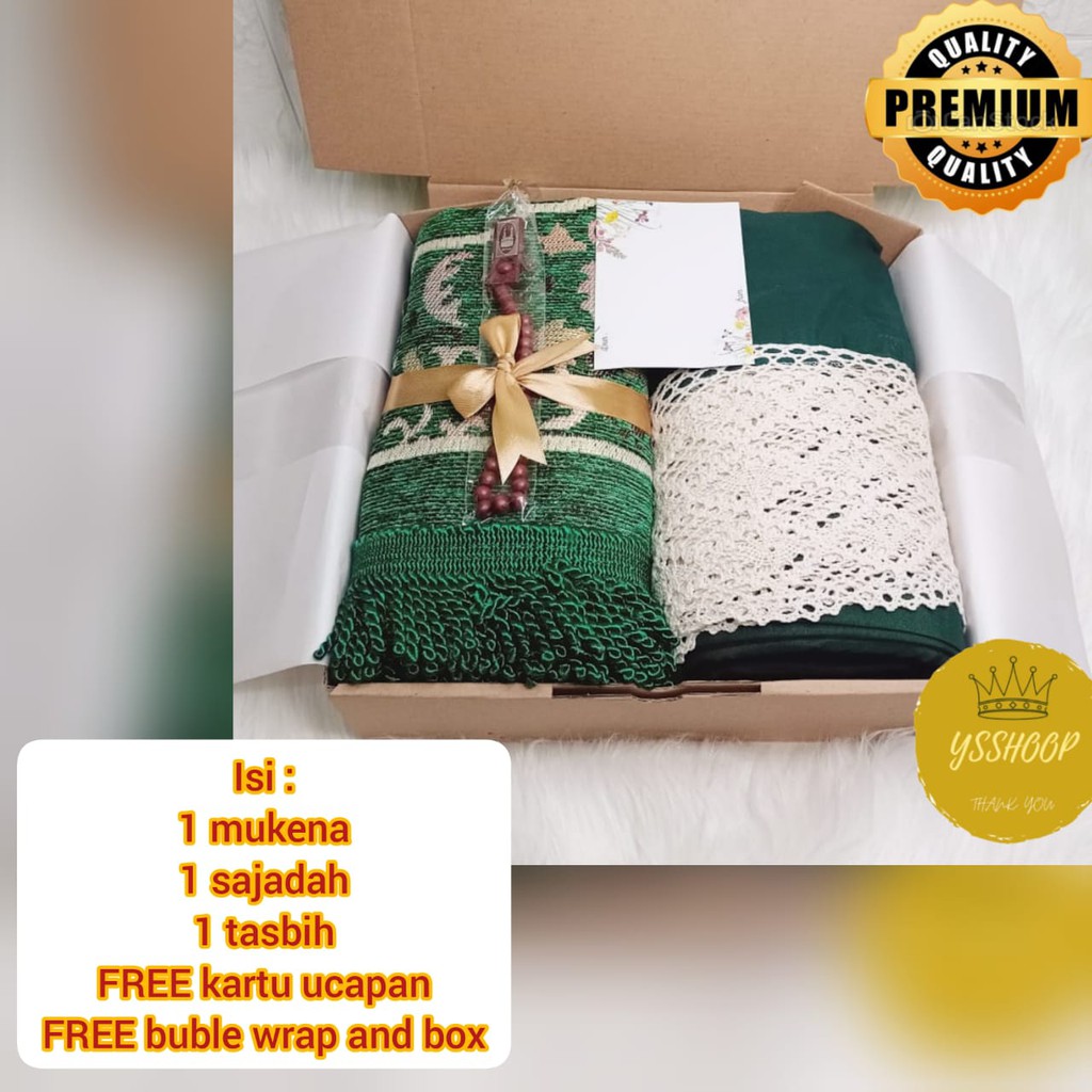 Kado Pernikahan mukena PAKET E MUKENA/ Hampers Mukenah Untuk Kado Pernikahan Ulang Tahun cewek Wisud