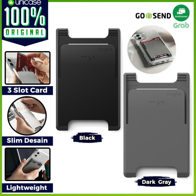 

Best Produk] Card Holder Hp Ringke 3 Card Slot Dompet Kartu Holder Handphone - Black