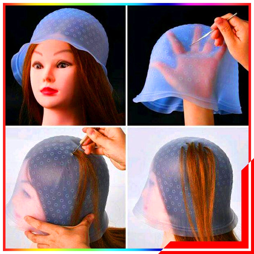 Free Jarum Congkelan Rambut Topi Semir Rambut SilikonTopi Higlight Cat Rambut Profesional Untuk Mewarnai Rambut