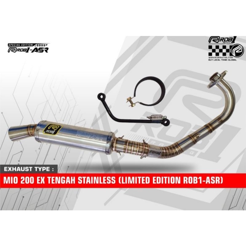 Knalpot Rob1 Original Mio Nouvo 200 CC Ex tengah ROB1 RCB1 Type ASR Stainless Steel Original Racing 