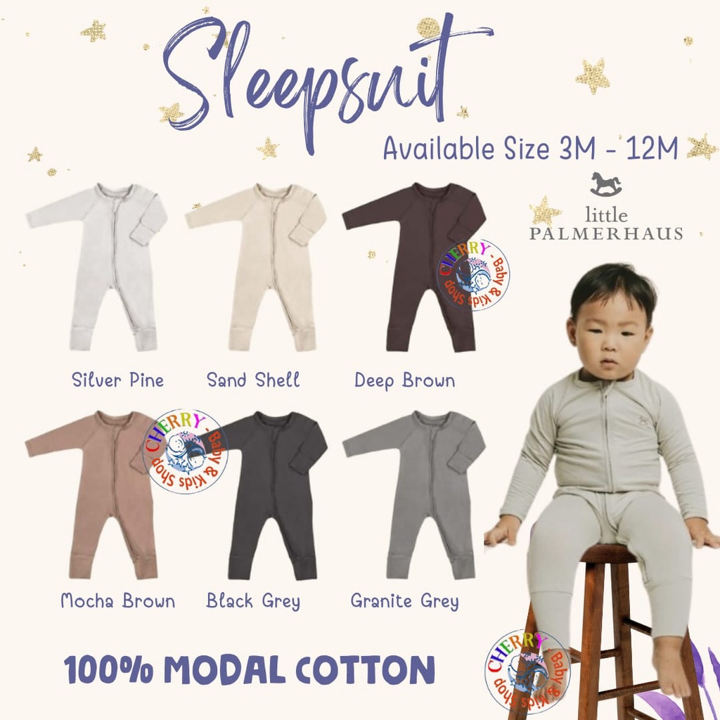 Little Palmerhaus Sleepsuit 3m - 24m velvet jumper romper baju anak piyama V4 CBKS SO
