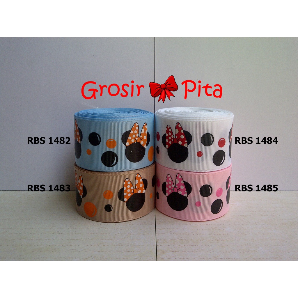 

(25 yard) Pita Grosgrain Motif Minnie Mouse RBS 1482,1483,1484,1485 | Toko Bahan Craft | Grosir Pita