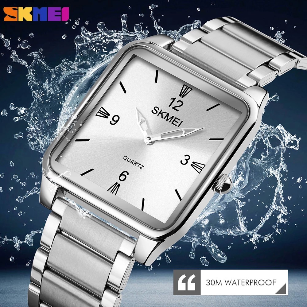 SKMEI 1603 Jam Tangan Pria Wanita Analog Tali Stainless Kulit WATCHKITE WKOS