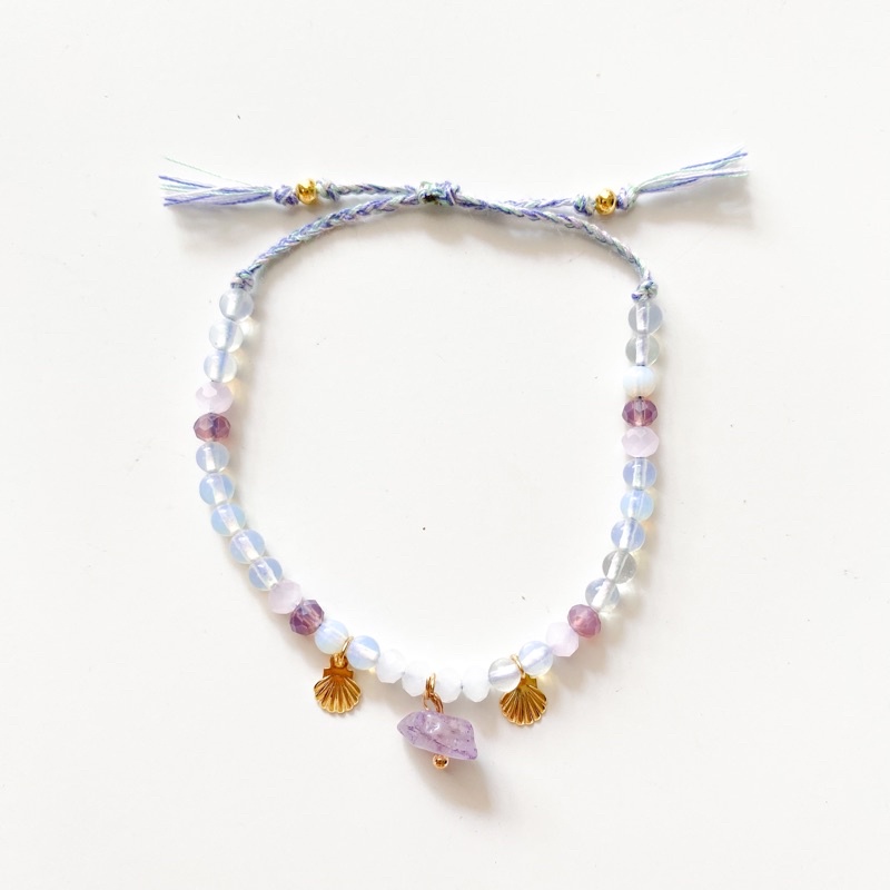 gelang tangan marine bracelet loliastuff (gelang etnik/ gelang pantai/ gelang bali/ gelang unik/ gelang kepang/ gelang lucu)-Amethyst