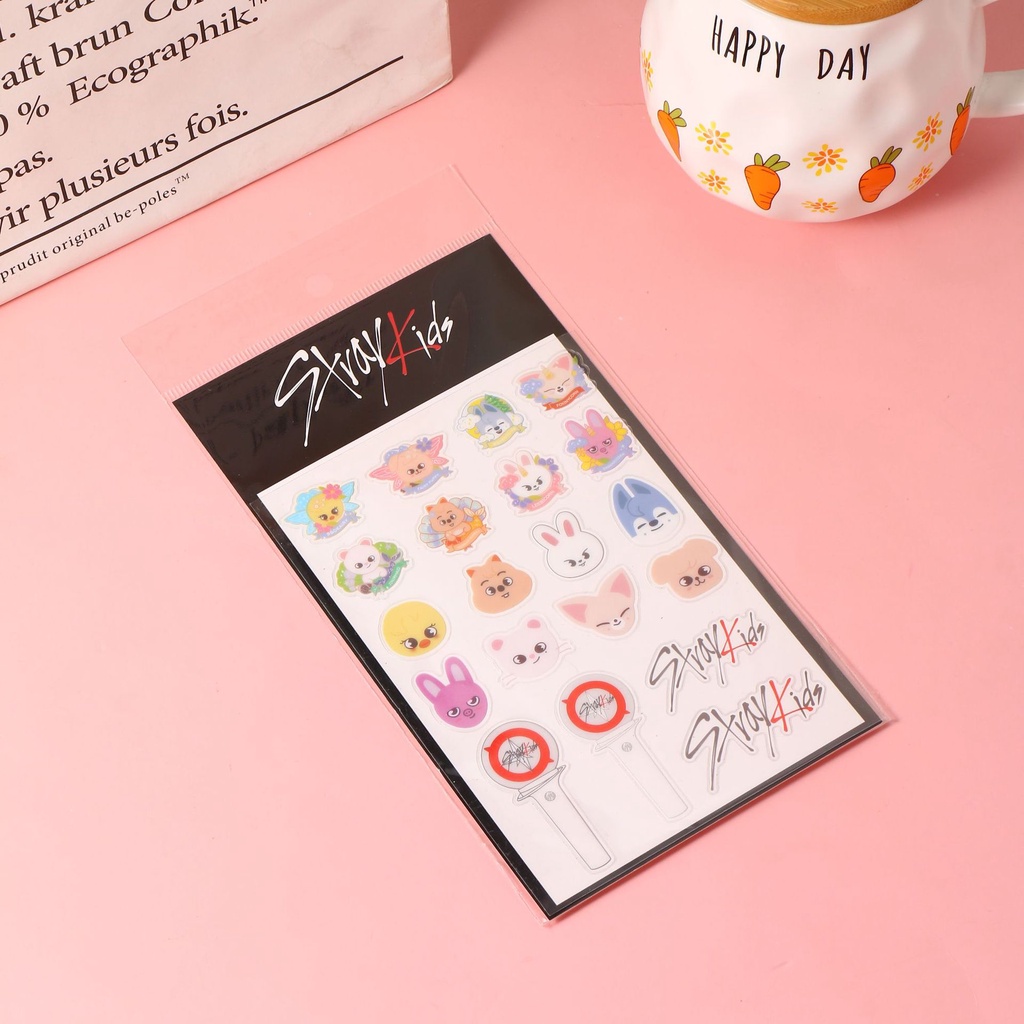 Stiker Desain Kartun Kpop Stray Kids SKZOO Bahan PVC Tahan Air Untuk Scrapbook