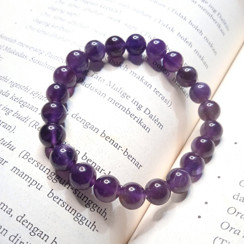 Gelang Batu Natural Kecubung Amethyst 6/8/10/12/14mm