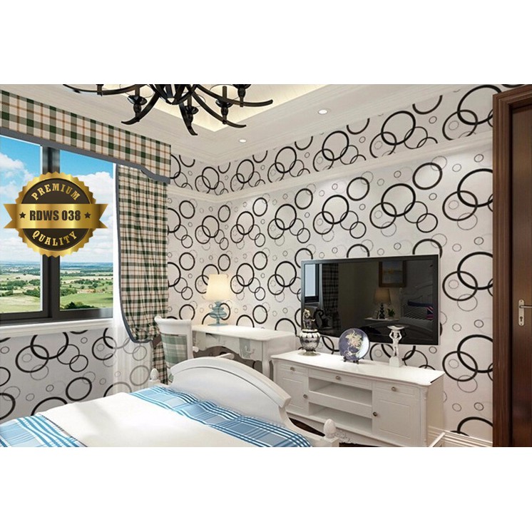 TERMURAH Wallpaper Dinding Kamar  Motif Polkadot  Putih 