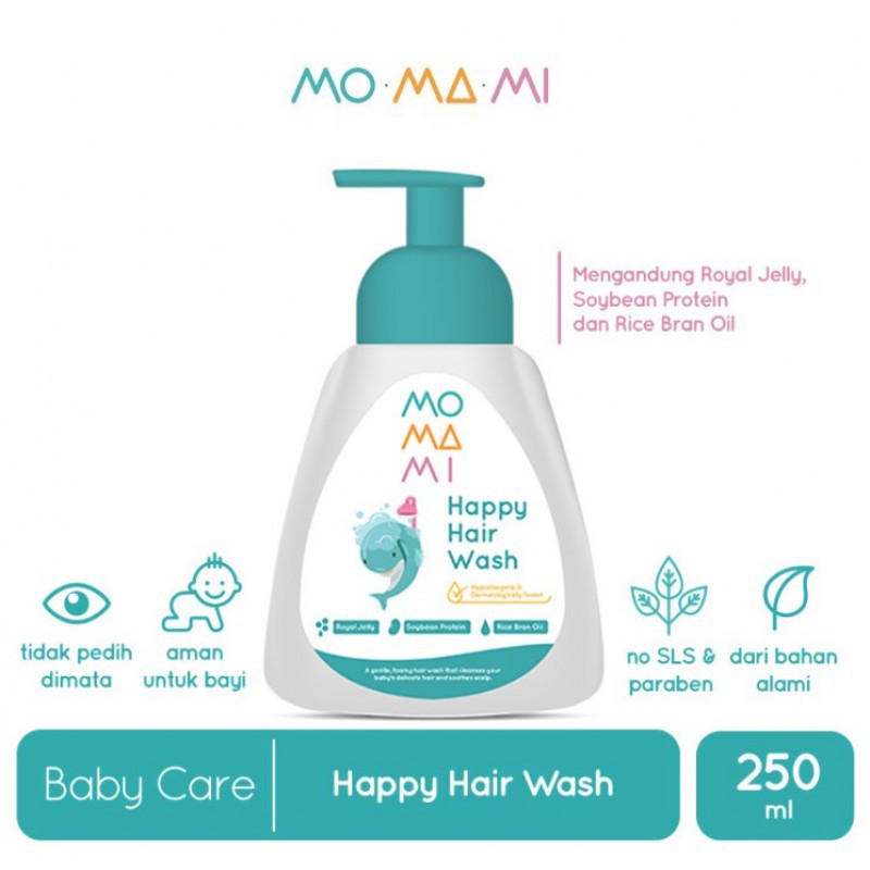 Momami Happy Hair Wash Foam Shampoo Bayi Pump - 250 ml