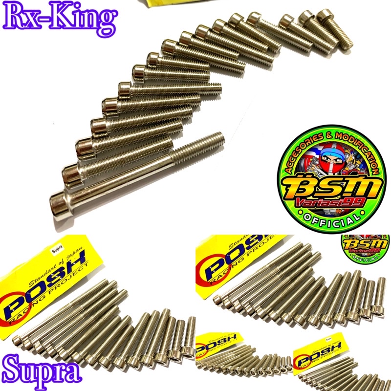 Promo baut block mesin rxking supra chrome nekel anti karat harga 1pack sesuai iklan