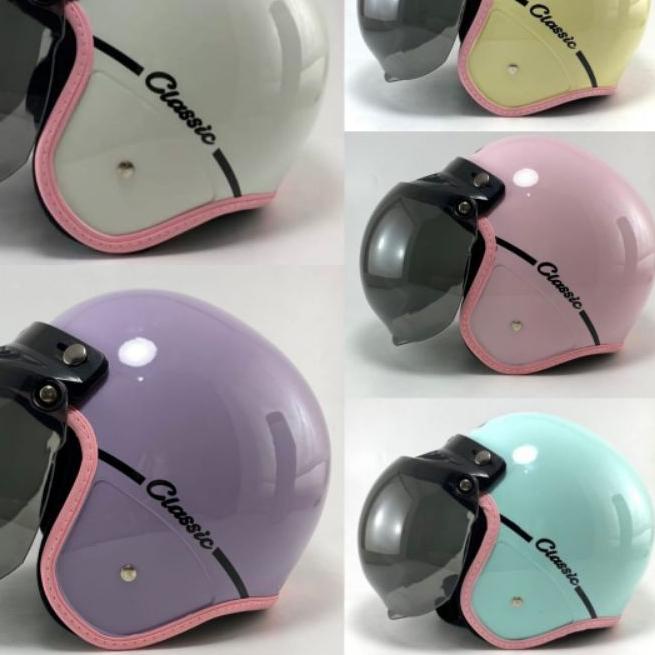 ➺ Helm Bogo Wanita Dewasa Retro Sni Warna Pastel ℮