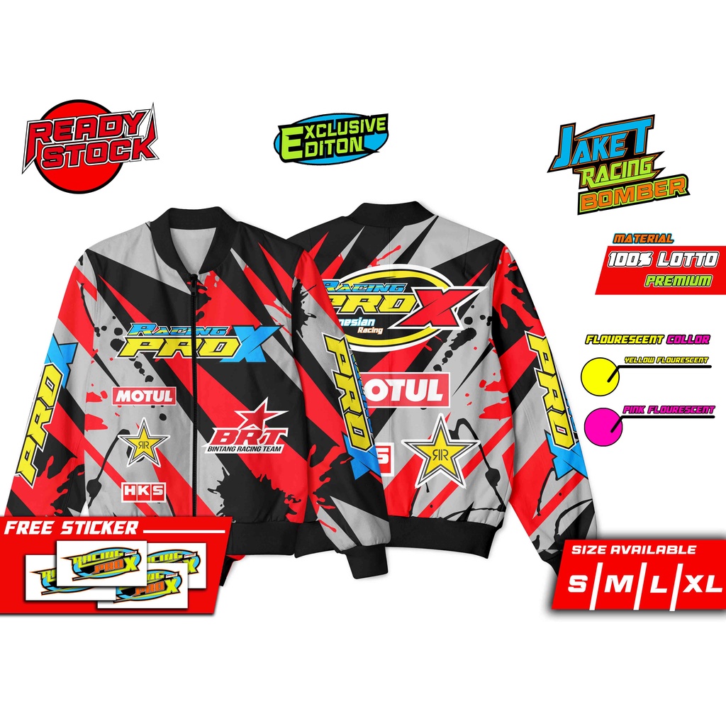 JAKET BOMBER RACING TERBARU PRO X LIMITED EDITION EXCLUSIVE RED GRAY SERIES