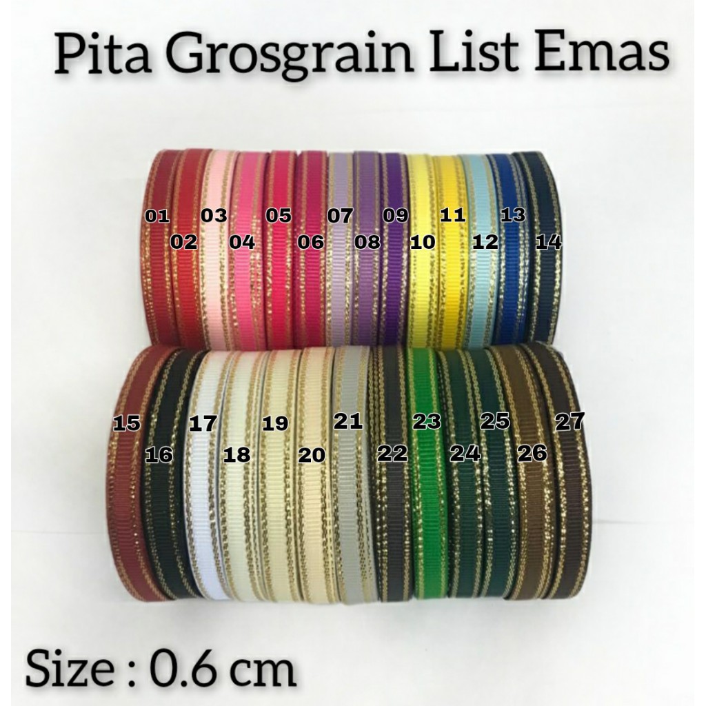 1 YARD - PITA GROSGRAIN LIST EMAS | 5 MACAM SIZE