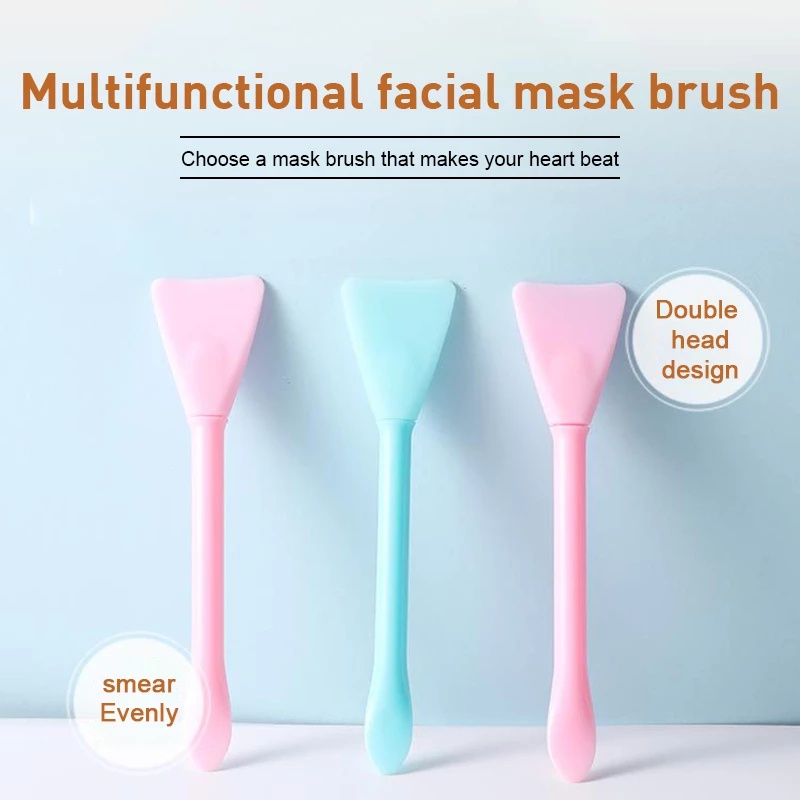 Masker Dua Kepala Wajah Fleksibel Mudah Dibersihkan Aplikator Brush Masker Lumpur Silikon Multifungsi Brush Kosmetik Brush Kosmetik Facial Lembut