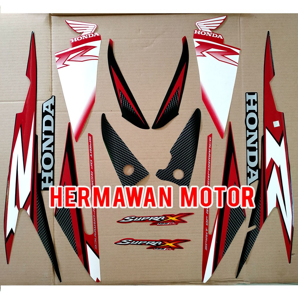 Honda supra x 125-Striping-stiker honda supra x 125 th 2007-2008 warna merah putih