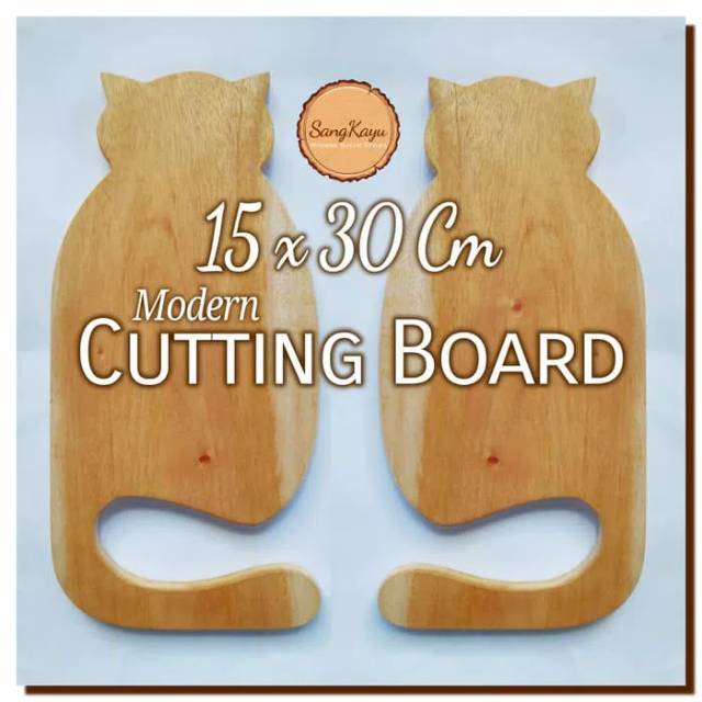 Modern Cutting Board 15 x 30 Cm Talenan kayu modern unik Rustic cat