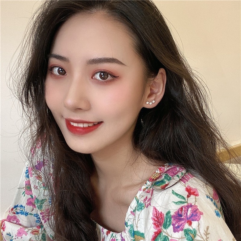 Magic789 Anting Tusuk Sterling Silver 925 Model Bunga Sakura Gaya Korea Untuk Wanita