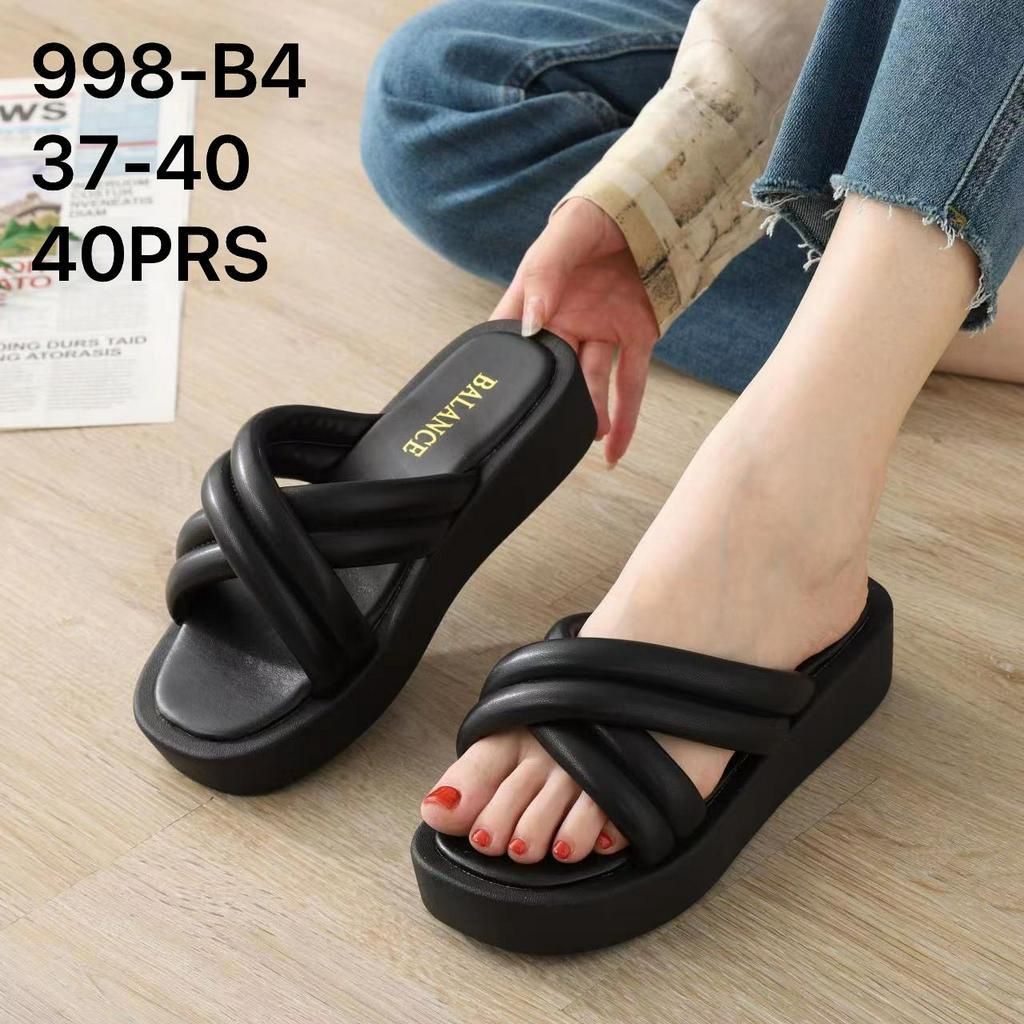 Sandal Selop Wanita Karet Import BALANCE Motif Silang Sol Tebal 5CM / 998-B4