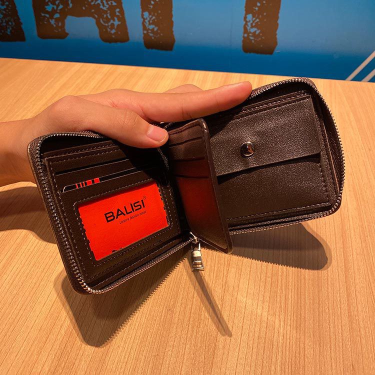 ORIGINAL BALISI DOMPET UANG ZIPPER RITSLETING SEMI KULIT WALLET PURSE PRIA WANITA KUALITAS PREMIUM 204-1