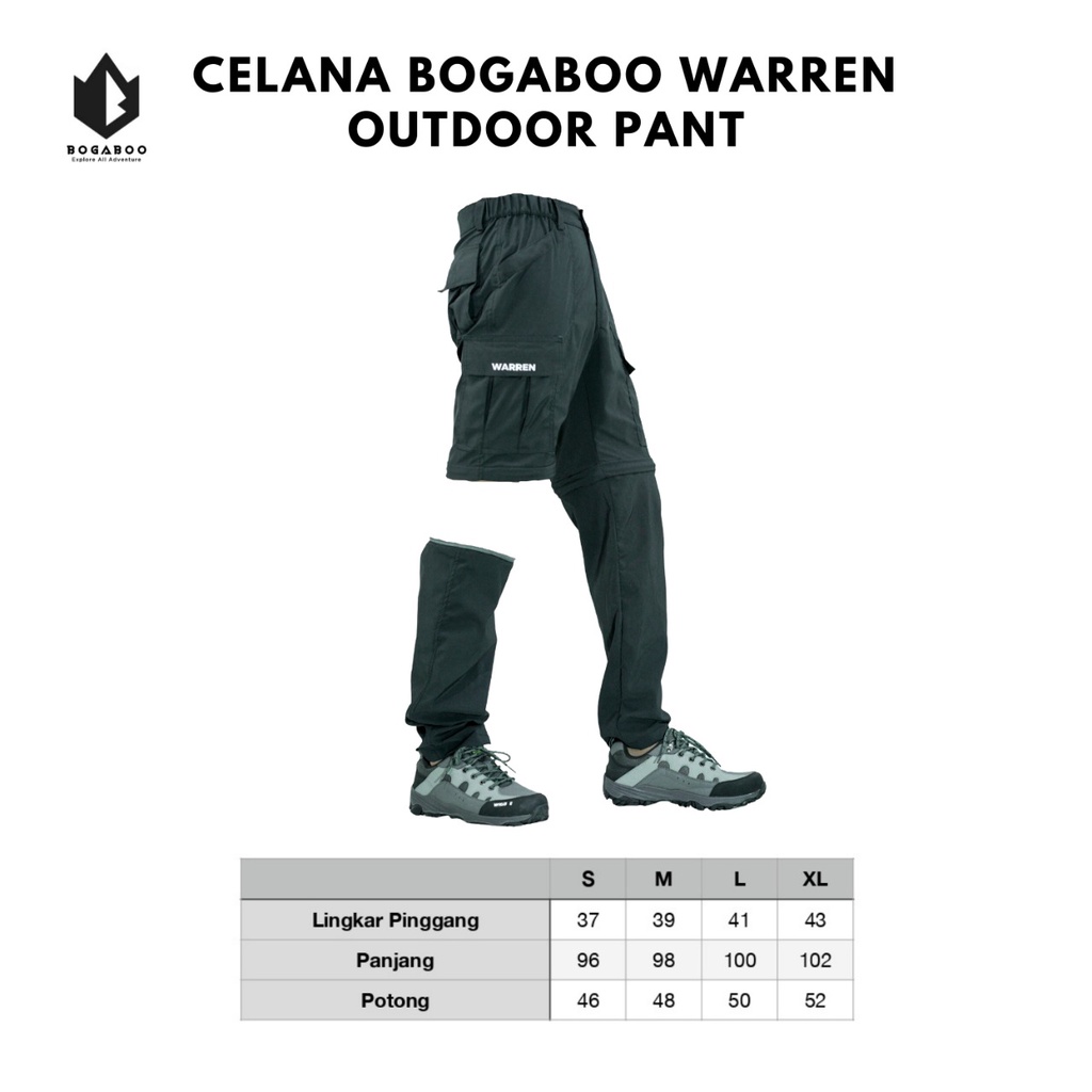 BISA COD Celana panjang gunung sambung  BOGABOO seri WARREN -  celana cargo - celana hiking - celana outdoor - celana gunung pria dan wanita