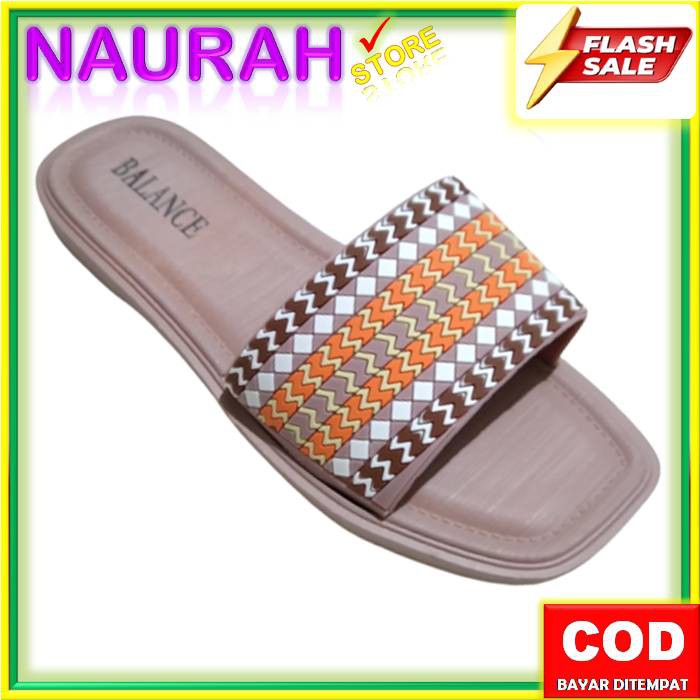 SANDAL WANITA BALANCE 1213 10 SLOP ETNIK ORIGINAL RUBBER EMPUK LENTUR CANTIK NICE BLC 1213-10