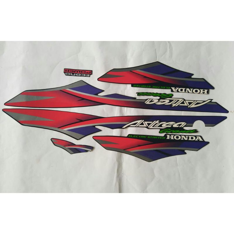 Striping Stiker Body Honda Astrea Grand Tahun 96 Hitam Lis merah