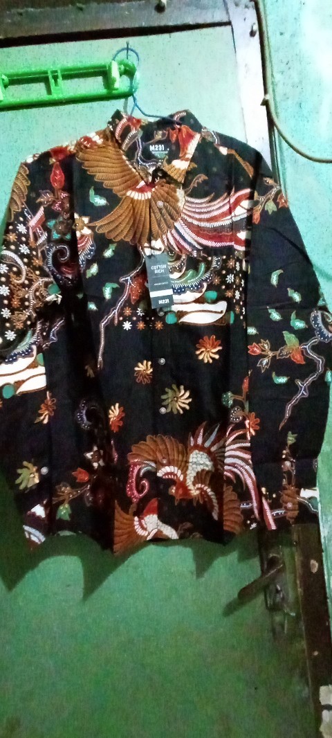 M231 Kemeja Pria Batik Panjang Hijau 1509b