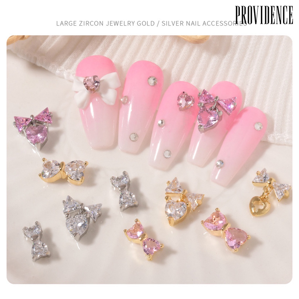 Providence 3Pcs / Set Ornamen Pita Aksen Zircon Anti Karat Untuk Dekorasi Nail Art / Manicure DIY