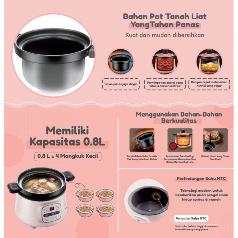 Emily Slow Cooker Alat Masak MPASI (ESC-35004) - 0.8L / 0.8 Liter (PRE-ORDER)