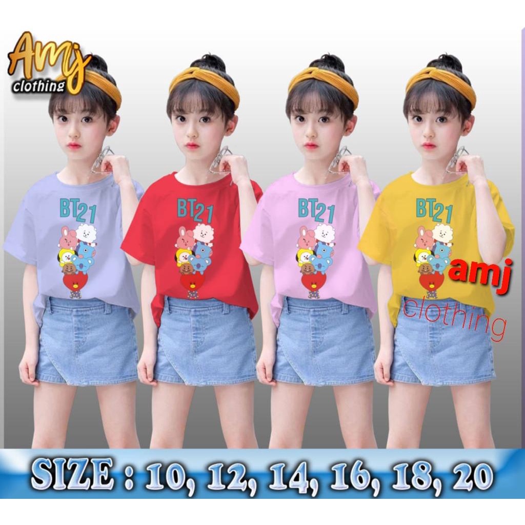 COD Baju BTS Kaos BTS Anak Perempuan Katun Combad Kpop Anak Cewek Korea Murah 5-10 Tahun