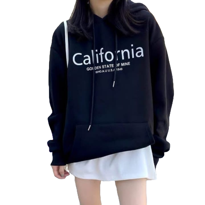 Hoodie Wanita Califfornia Bahan Fleece