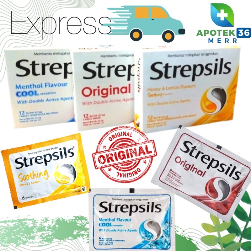 STREPSILS PERMEN RASA ORIGINAL, HONEY LEMON, COOL MENTHOL