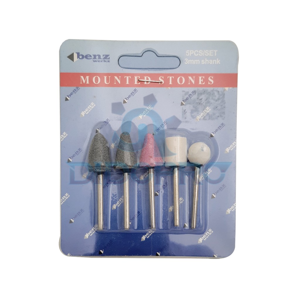 BENZ Batu Osco 3mm Shank Set 5 Pcs Mounted Stone 3 mm Mata Gerinda Batu Gerinda Botol 5pcs