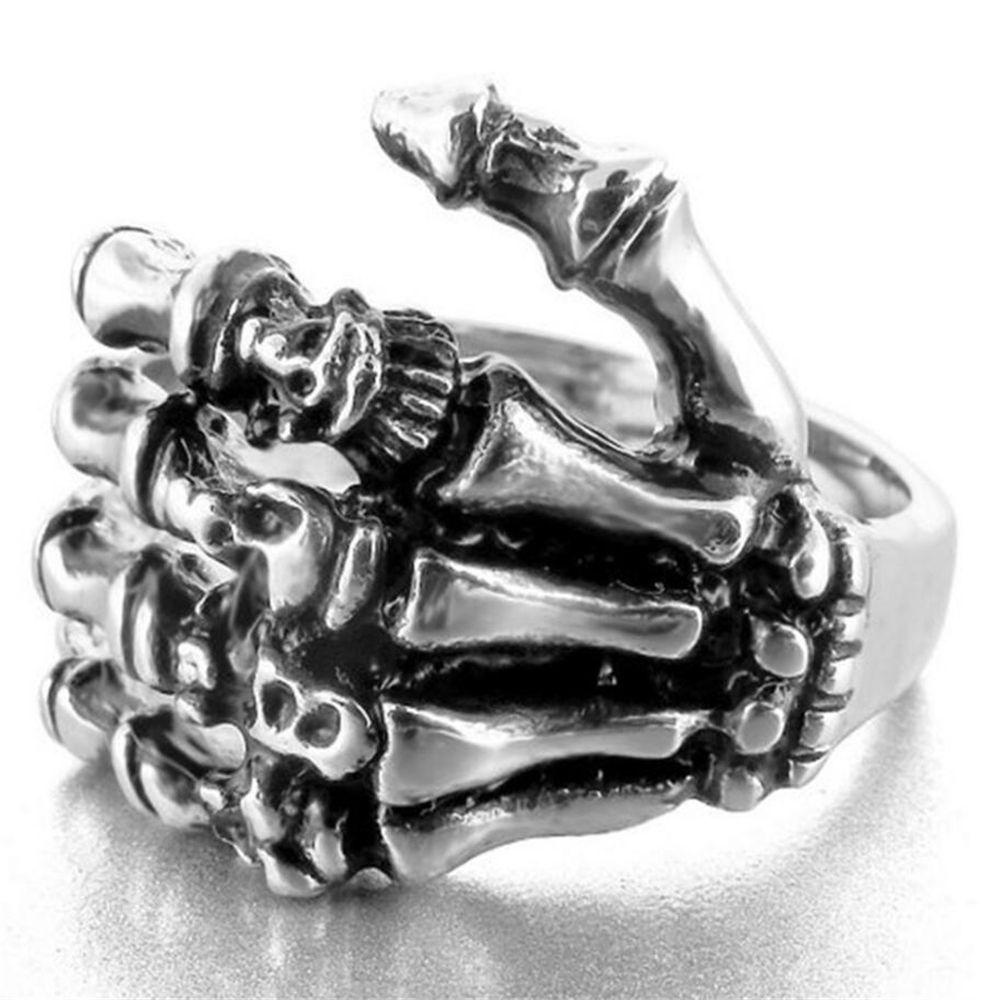 Cincin Tengkorak Nanas Cincin Hip Hop Tulang Tangan Stainless Steel