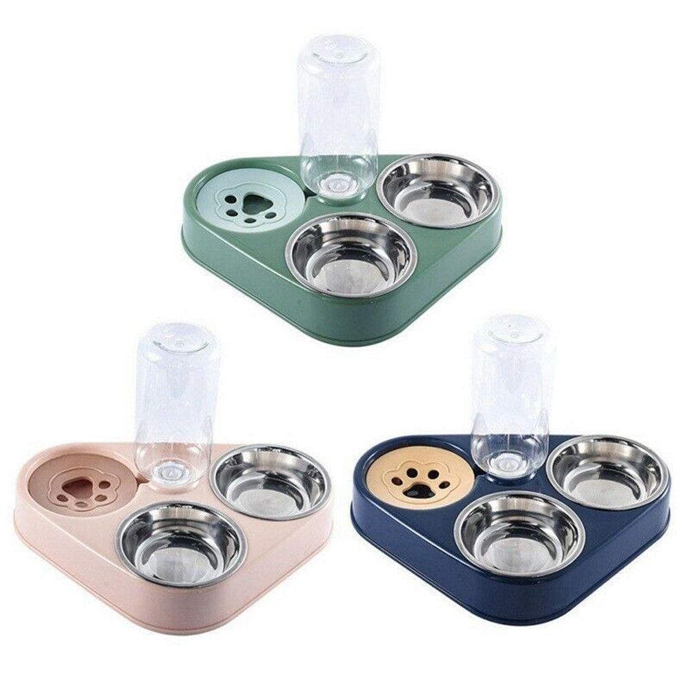 Solighter Dog Bowl Fashion Mangkuk Ganda Mangkok Kucing Otomatis