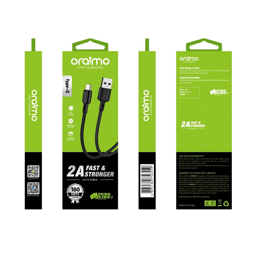 Oraimo Kabel Data Type-C | Android USB Cable Fast Charging OCD-C53