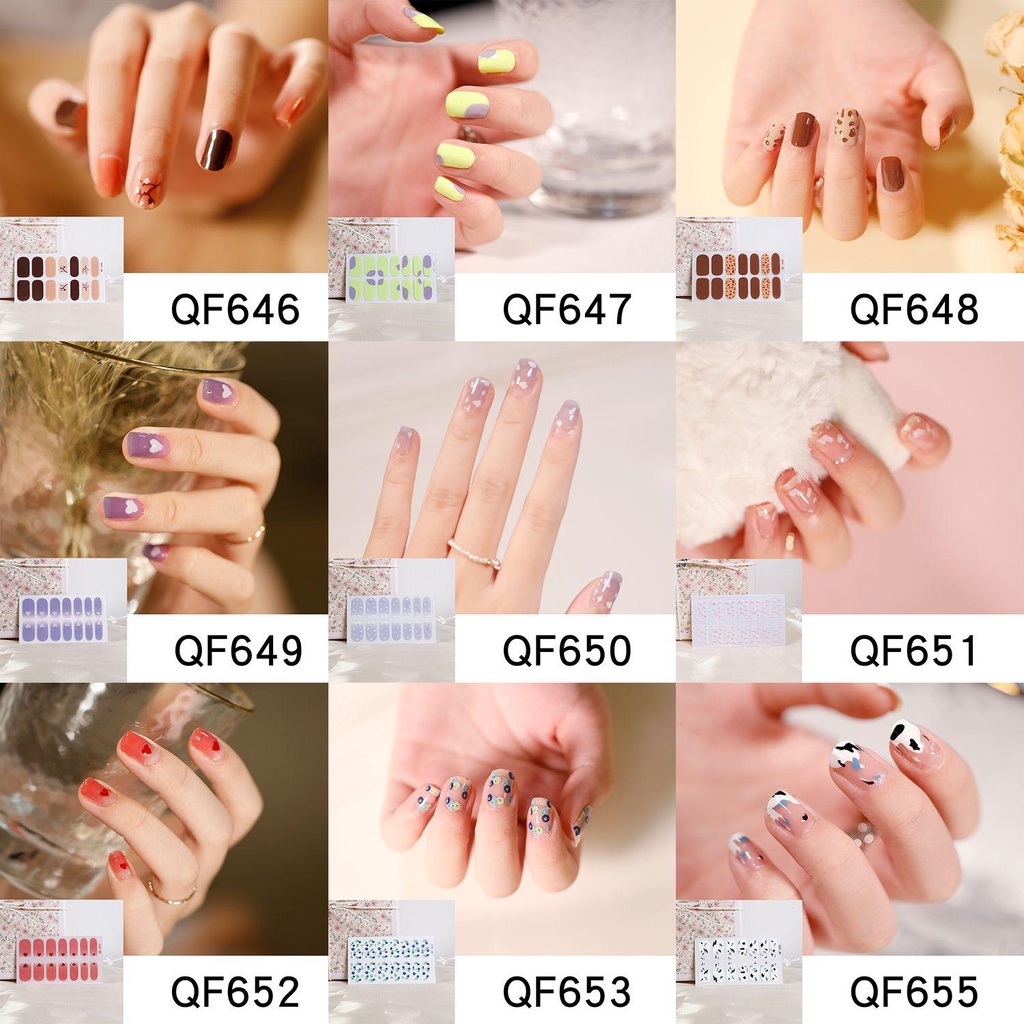 14 Stiker Strip Cat Kuku 11 Warna Dengan Perekat Untuk Dekorasi Manicure Nail Art Wanita