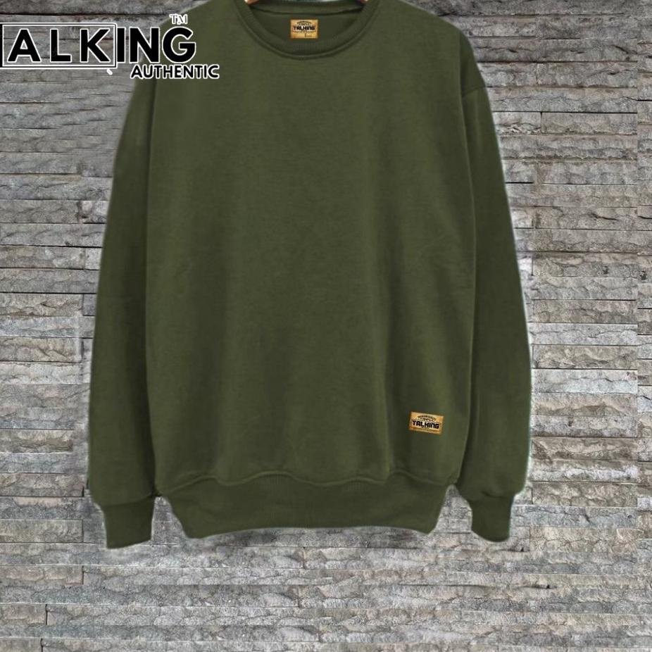 Crewneck Polos Hijau Army Sweater Polos Jaket Switer Jumbo Tebal Cooton Premium ▪ TBS.20Au22ᶻ
