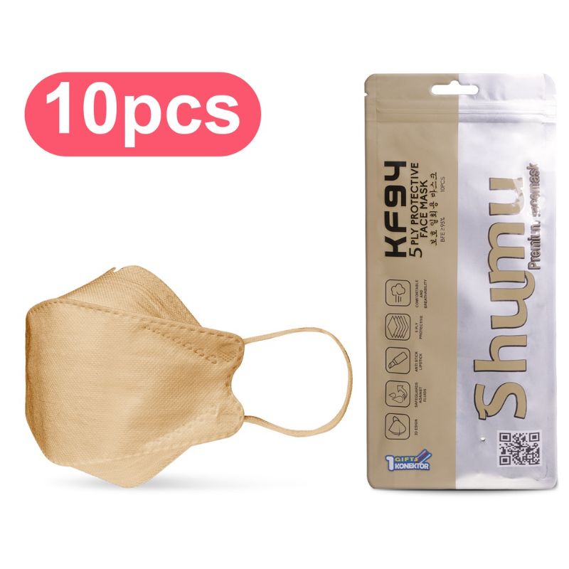 10PCS MASKER PESTA KONDANGAN MEWAH CANTIK MODEL EVO KF94 WARNA EMAS GOLD METALIK EARLOOP 4PLY FULL