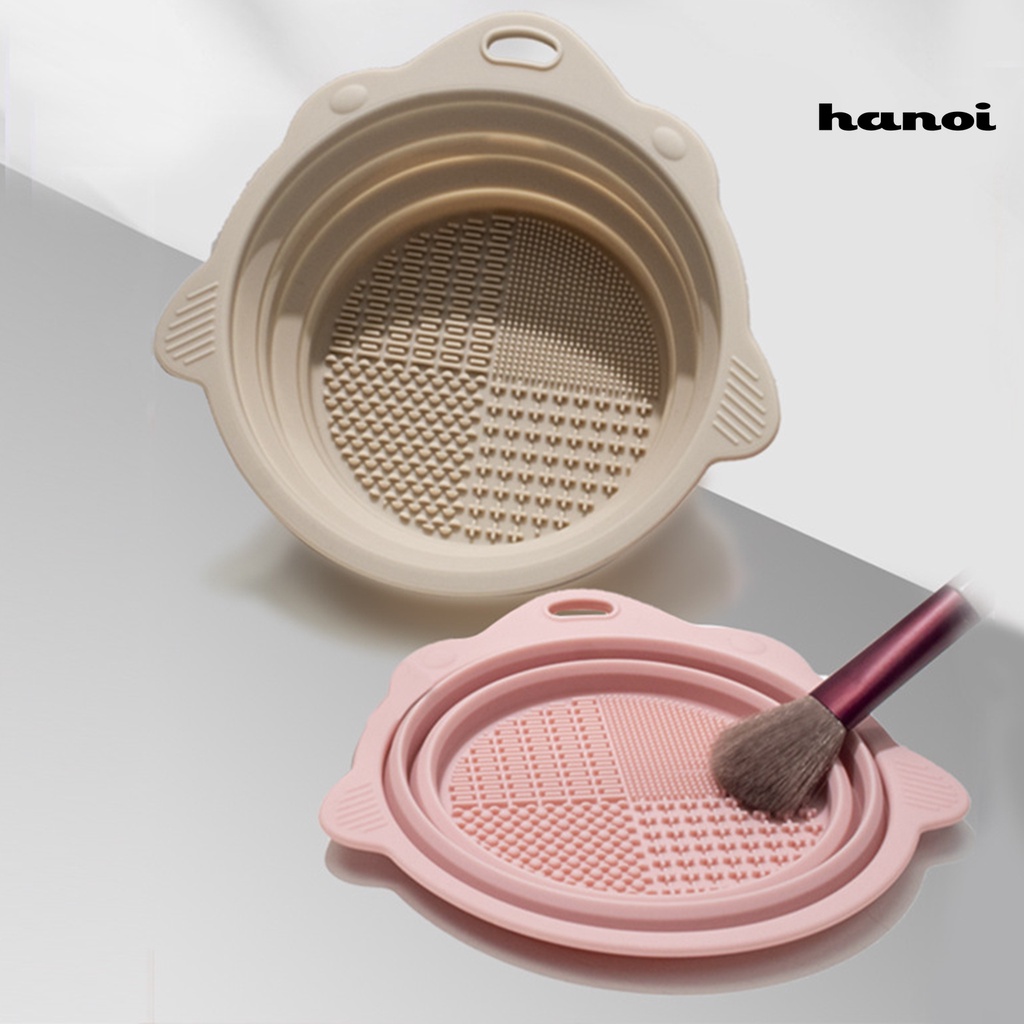 Han / Mangkok Pembersih Brush Makeup Portable Multifungsi Anti Bocor Permukaan Halus Untuk Travel