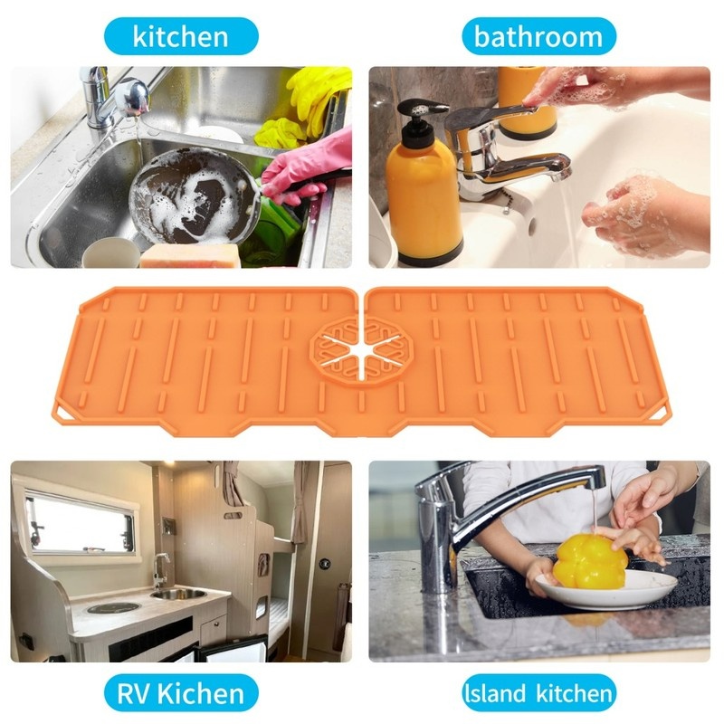 1 Pc Pad Pelindung Keran Wastafel Bahan Silikon Dapat Dilipat Tahan Lembab Untuk Kamar Mandi