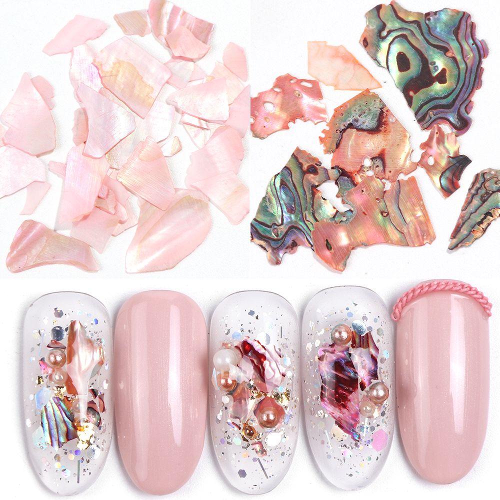 Solighter 1case Shell Kuku Serpihan Wanita Kecantikan Manicure Decor Nail Sequin 3D Stiker Tidak Teratur Paillette