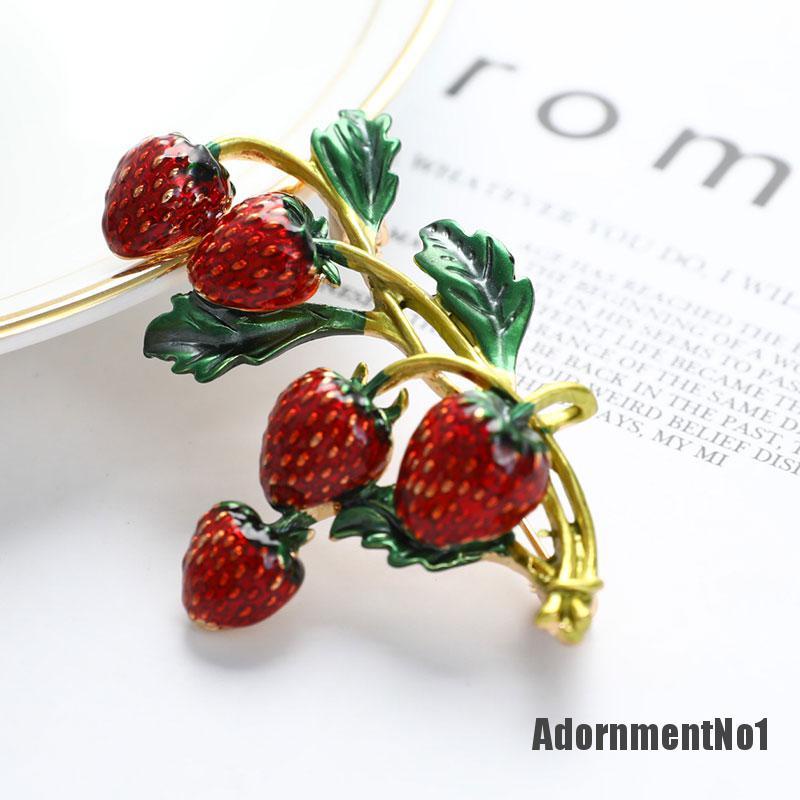 (Adornmentno1) Bros Pin Bentuk Strawberry Merah Untuk Wanita