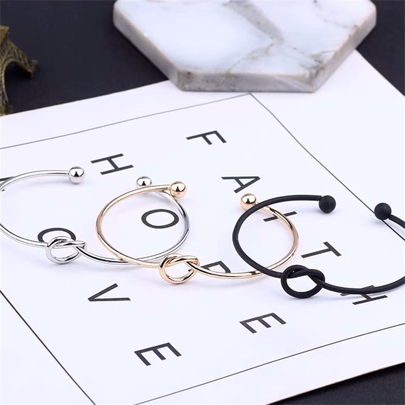 Gelang Model Terbuka Bahan Metal Warna Pink Gold Silver Hitam Gaya Eropa Amerika