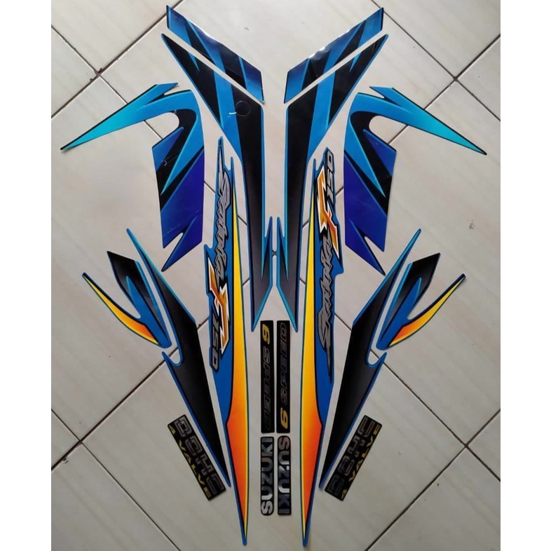 Stiker Striping Motor suzuki satria fu 2008 hitam-biru